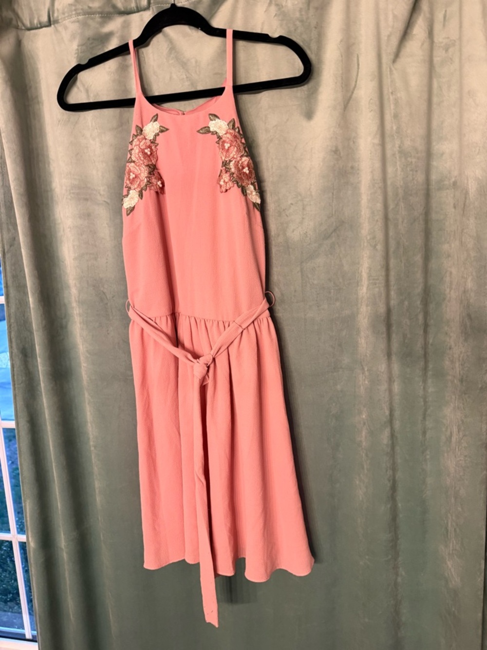 BCX Pink Mini Dress with Floral Embroidery